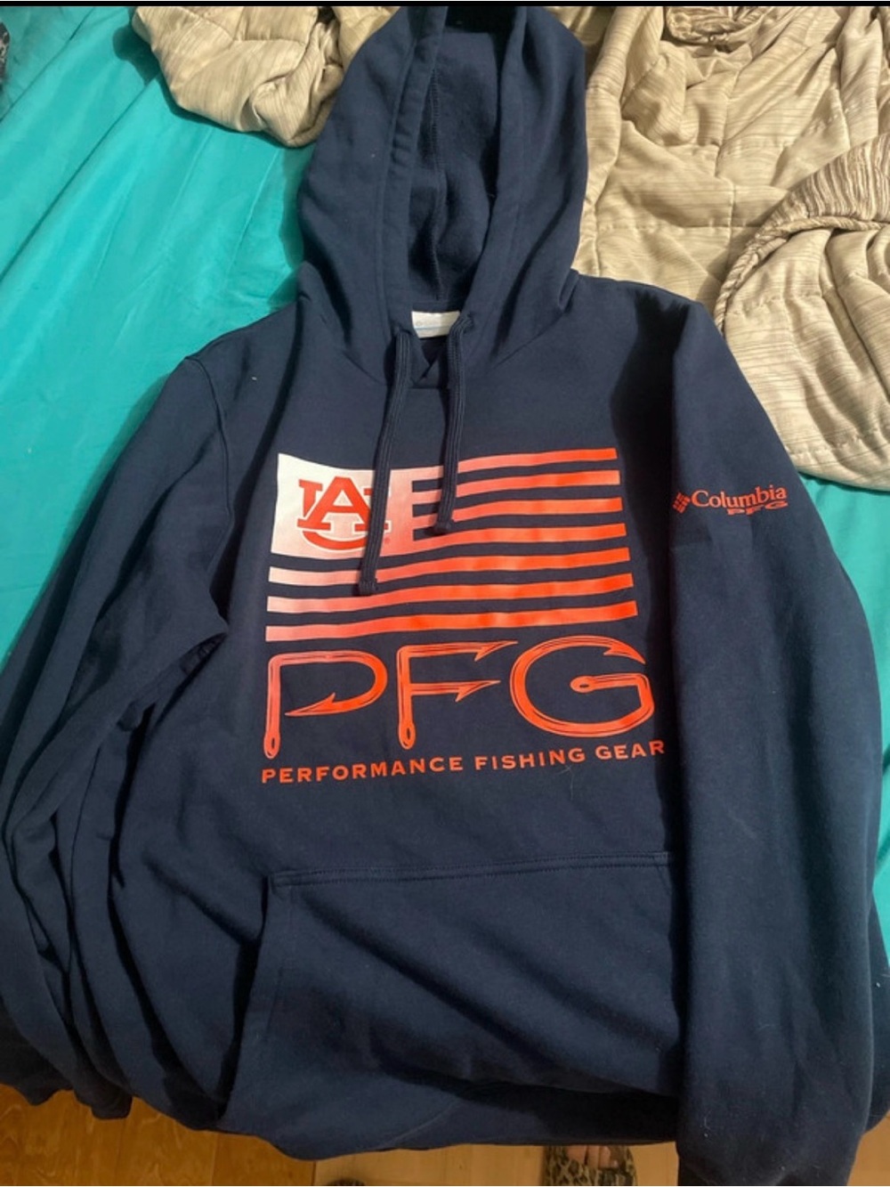 Columbia Navy Hoodie with Orange PFG Logo